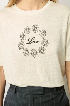 Tshirt Love En Lin Ecru - Marieta
