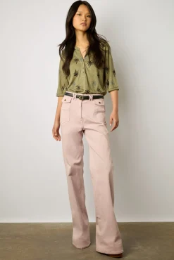 Tshirt Palmier En Lin Vert Kaki - Madison