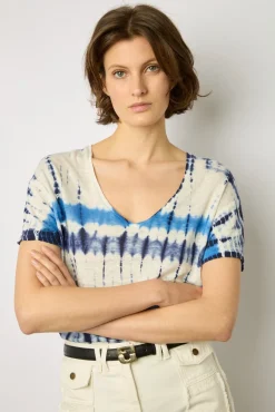Tshirt Tie And Dye En Lin Indigo - Melane