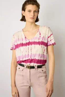 Tshirt Tie And Dye En Lin Fuchsia - Melane