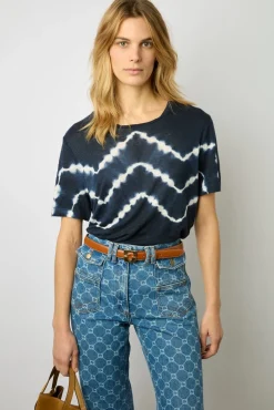 Tshirt Tie And Dye En Lin Indigo - Maroi