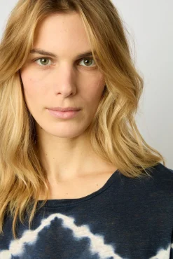 Tshirt Tie And Dye En Lin Indigo - Maroi