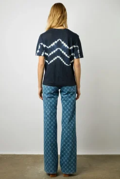 Tshirt Tie And Dye En Lin Indigo - Maroi