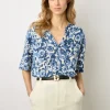 T-Shirt Tunisien Fleuri En Lin Ecru - Monia
