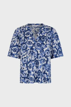T-Shirt Tunisien Fleuri En Lin Ecru - Monia