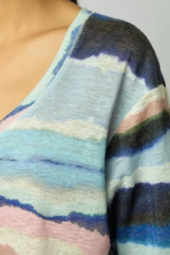 Tshirt V Aquarelle En Lin Electrique - Misia
