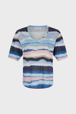 Tshirt V Aquarelle En Lin Electrique - Misia