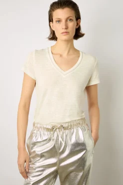 Tshirt V En Lin Ecru - Mindy