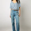 Tshirt V Imprime Leopard Indigo - Misha