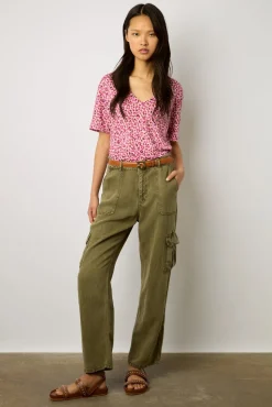 Tshirt V Imprime Leopard Fuchsia - Misha