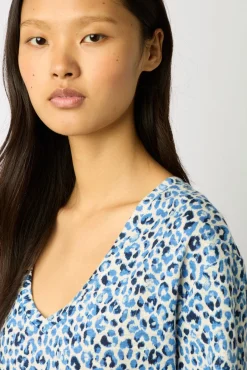 Tshirt V Imprime Leopard Indigo - Misha