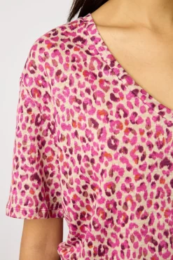 Tshirt V Imprime Leopard Fuchsia - Misha