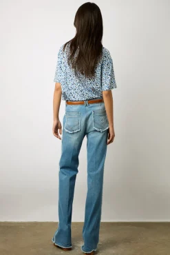 Tshirt V Imprime Leopard Indigo - Misha