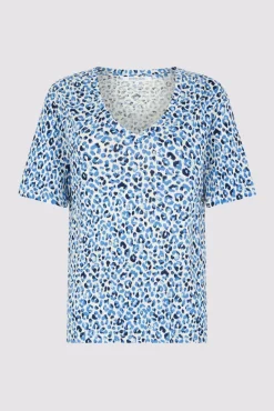 Tshirt V Imprime Leopard Indigo - Misha