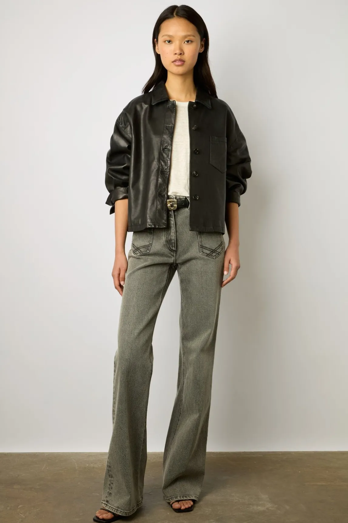 Veste Courte En Cuir Noir - Jocya