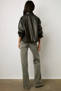 Veste Courte En Cuir Noir - Jocya