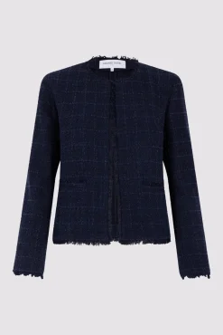 Veste Courte En Tweed Marine - Bynell