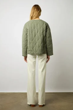 Veste Courte Matelassee Kaki Moyen - Nelsia