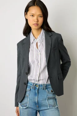 Veste De Tailleur A Rayures Marine - Eddie
