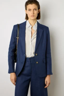 Veste De Tailleur En Lin Encre - Bertha