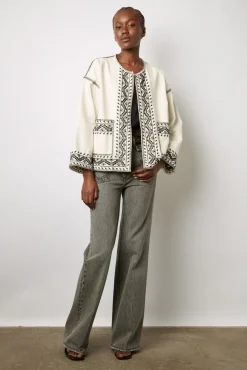 Veste En Coton Brode Ecru - Beverly