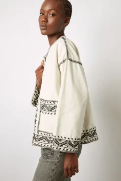 Veste En Coton Brode Ecru - Beverly