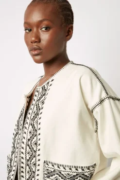 Veste En Coton Brode Ecru - Beverly