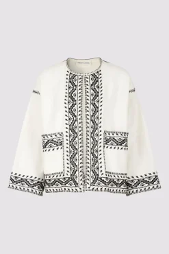 Veste En Coton Brode Ecru - Beverly
