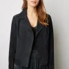Veste En Cuir Velours Marine - Joceline