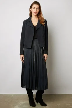 Veste En Cuir Velours Marine - Joceline