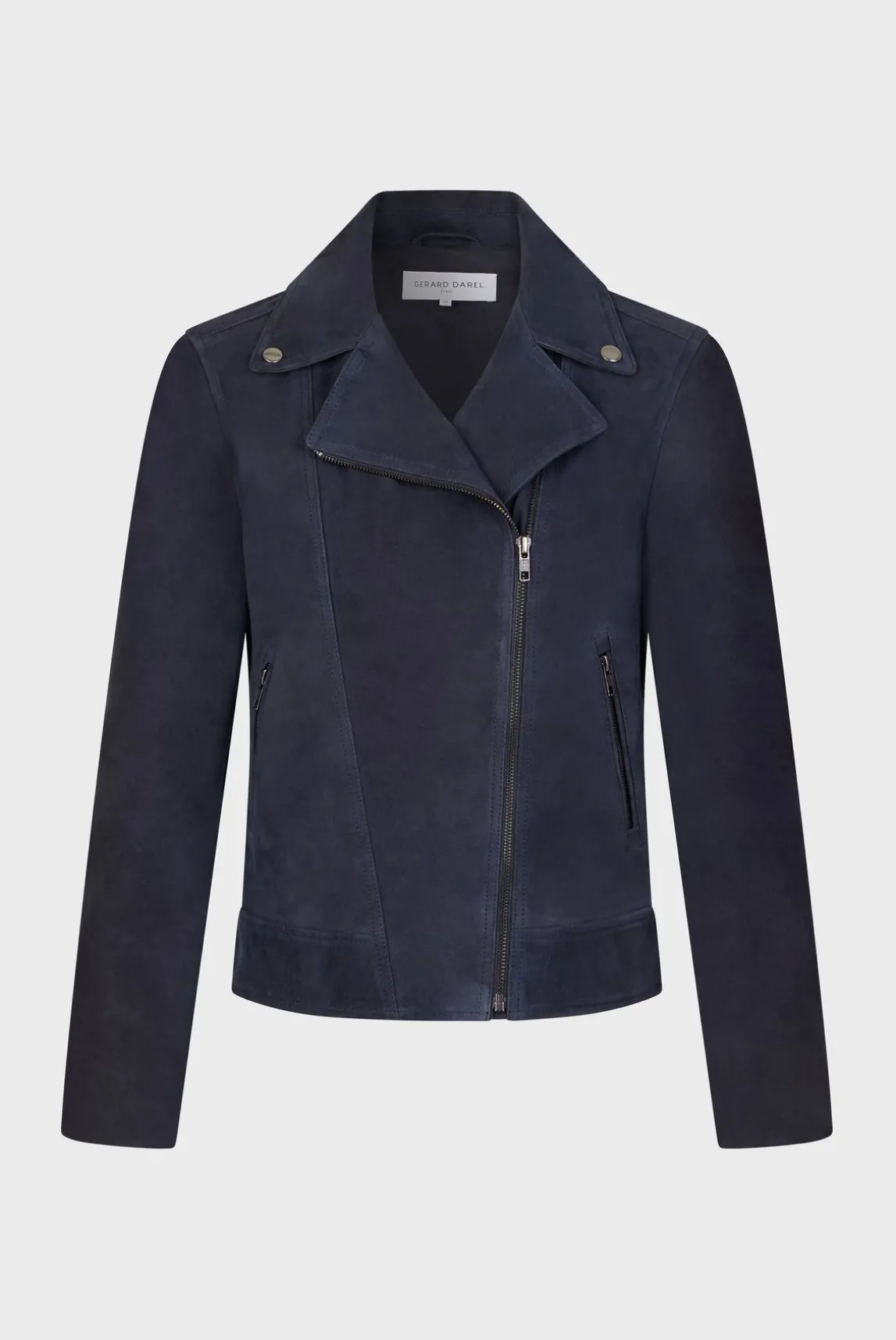 Veste En Cuir Velours Marine - Joceline