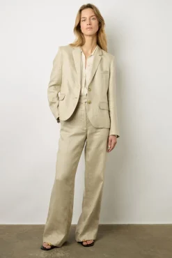 Veste En Lin Et Lurex Dore Sable - Brendi