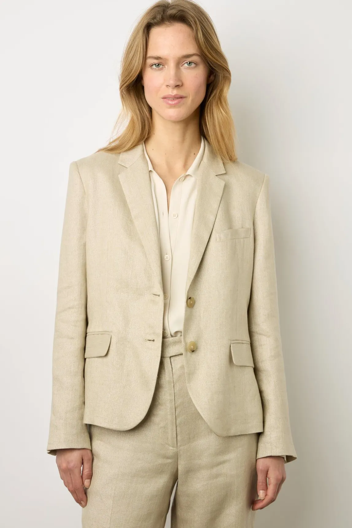 Veste En Lin Et Lurex Dore Sable - Brendi