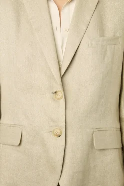 Veste En Lin Et Lurex Dore Sable - Brendi