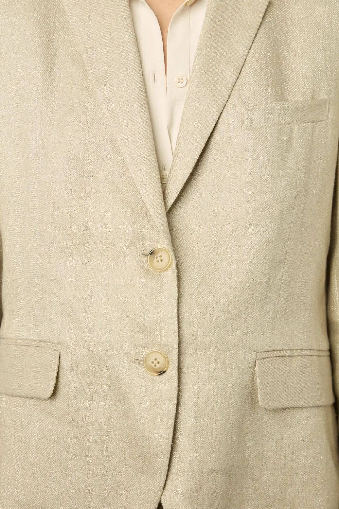 Veste En Lin Et Lurex Dore Sable - Brendi