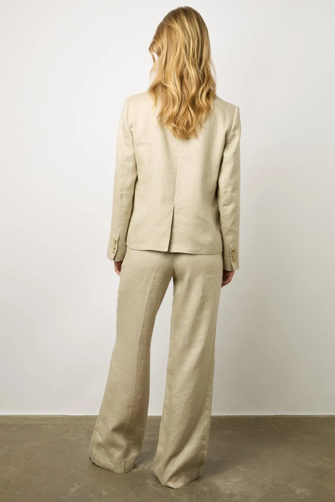 Veste En Lin Et Lurex Dore Sable - Brendi