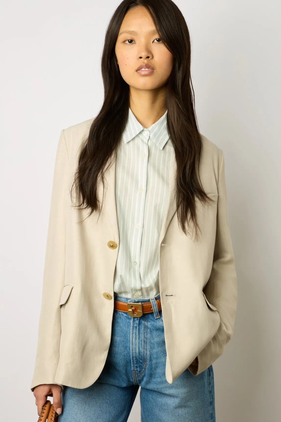 Veste En Lin Melange Sable - Britney