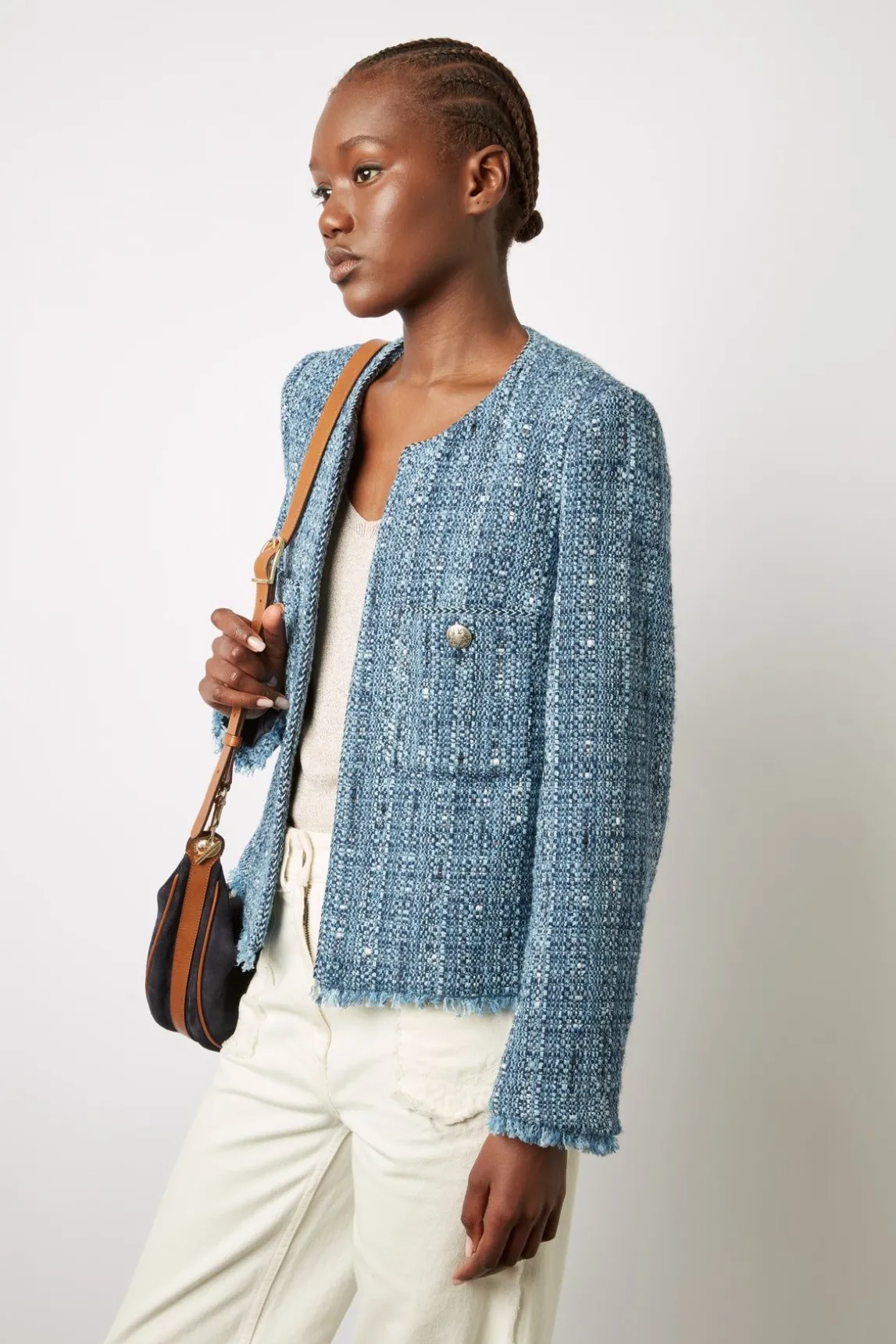 Veste En Tweed Et Lurex Indigo - Belmira