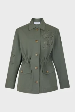 Veste Militaire Brodee Kaki Moyen - Sully