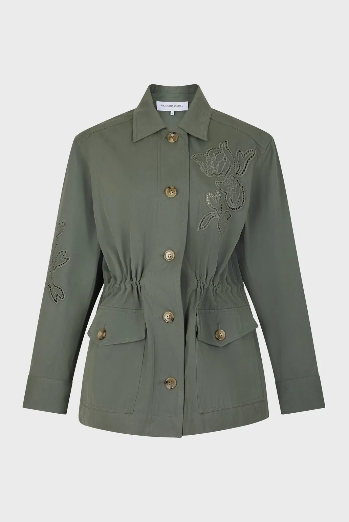 Veste Militaire Brodee Kaki Moyen - Sully