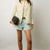 Veste Mi-Longue En Tweed Ecru - Brenda