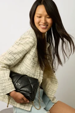Veste Mi-Longue En Tweed Ecru - Brenda