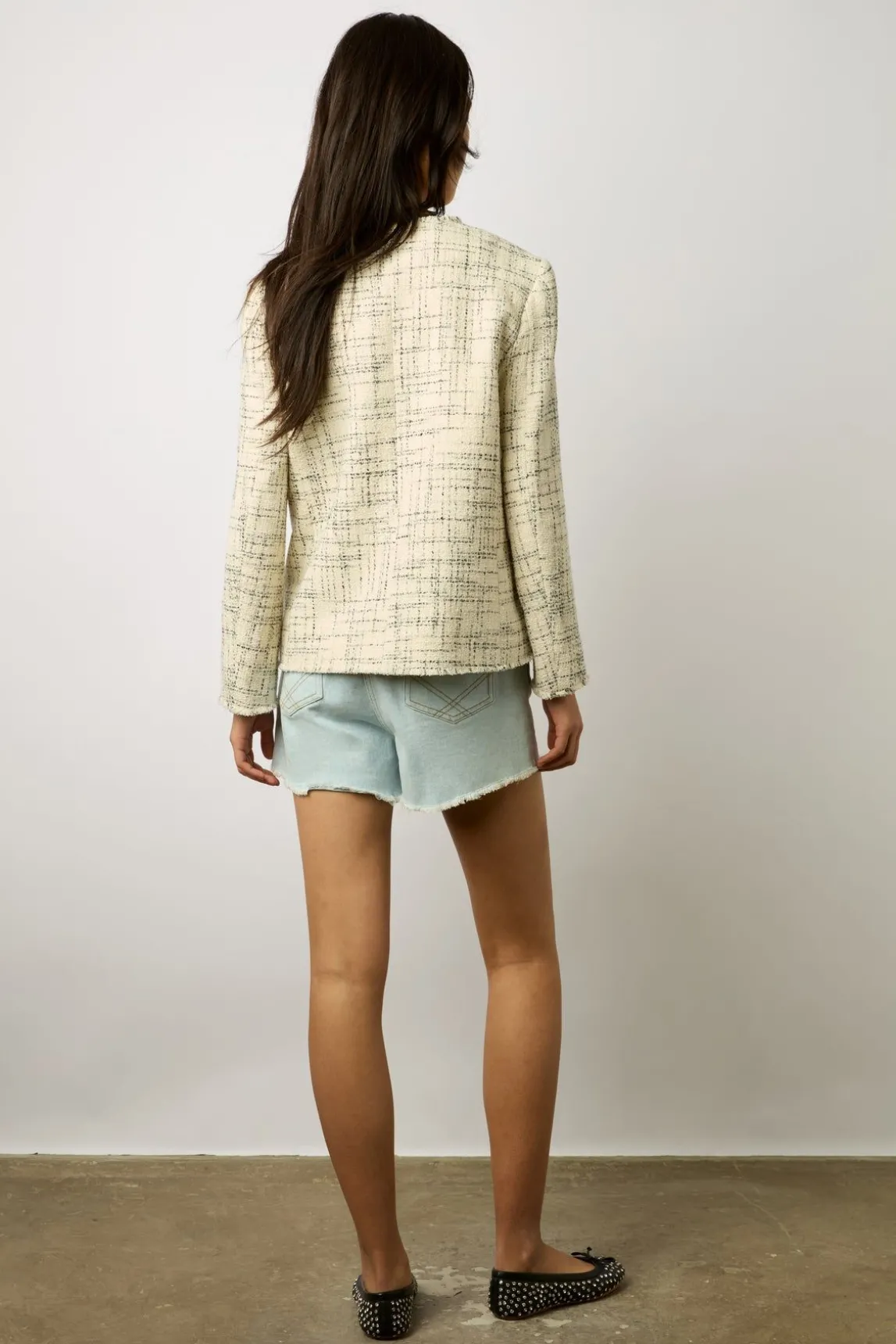 Veste Mi-Longue En Tweed Ecru - Brenda