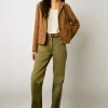 Veste Tailleur Cuir Velours Beige - Jasmine