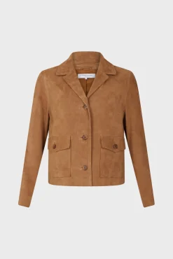 Veste Tailleur Cuir Velours Beige - Jasmine