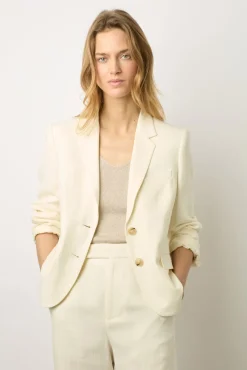 Veste Unie En Lin Melange Ecru - Beck
