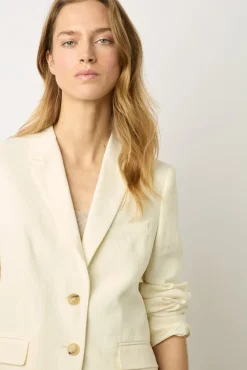 Veste Unie En Lin Melange Ecru - Beck